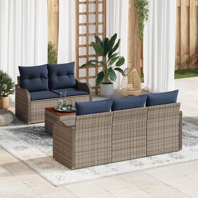 vidaXL 6 Piece Garden Sofa Set with Cushions - 69.3×24.4×27.2 - Grey