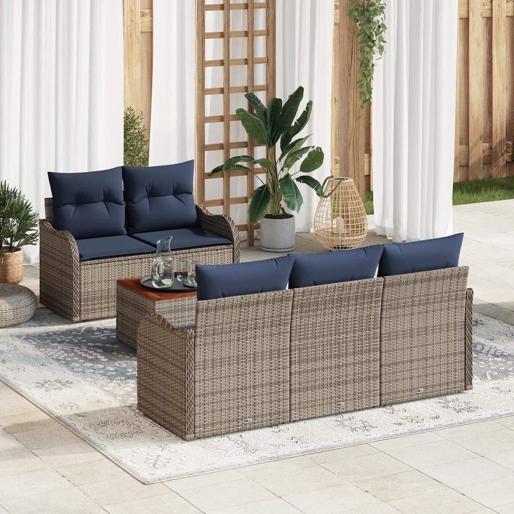 vidaXL 6 Piece Garden Sofa Set with Cushions - 69.3×24.4×27.2