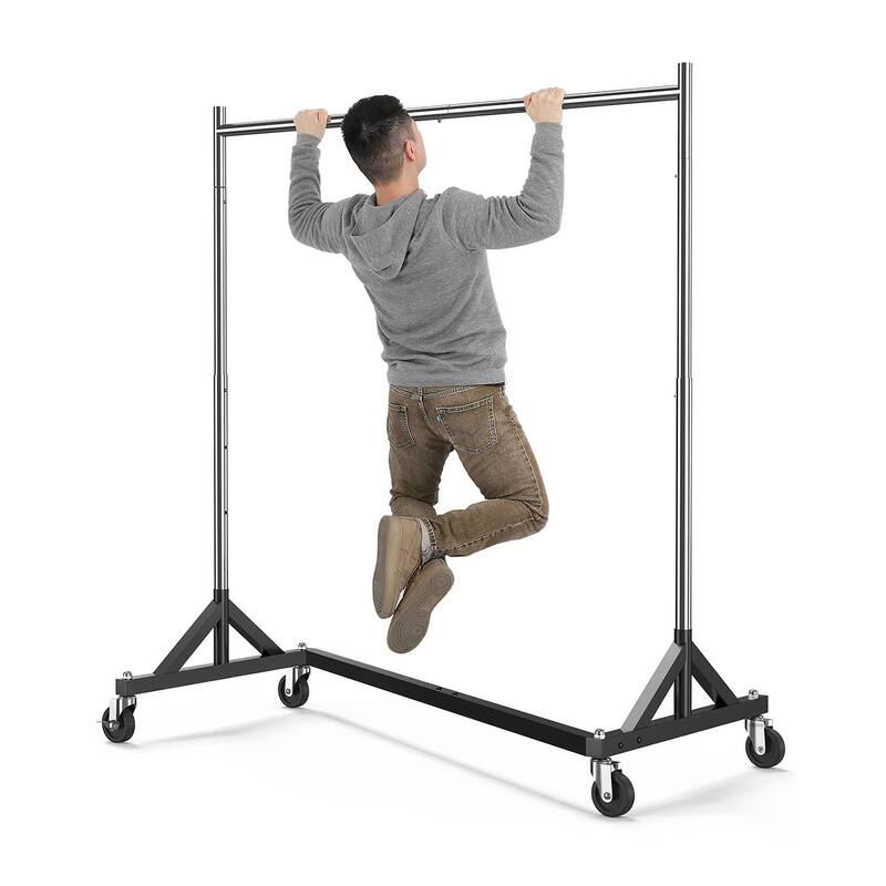 Commercial Garment Rack Hold 400LBS Heavy Duty Clothing Rack Adjustable Rolling Clothes Rack for Hanging Clothes Racks on Wheels - Silver