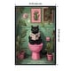 preview thumbnail 5 of 11, Bathroom Cat No 4 by The Art Concept Framed Canvas Wall Art Print - Sylvie Beaded Black 23 x 33 in
