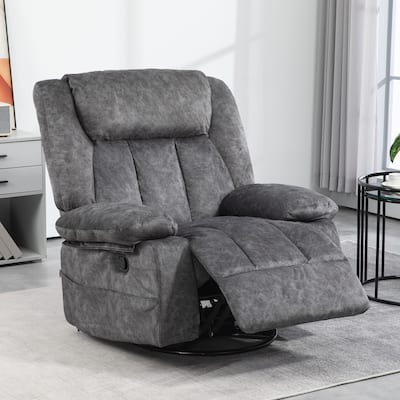 HOMCOM Swivel Rocker Recliner Chair for Living Room, Fabric Reclining Chair for Nursery, Rocking Chair with Footrest