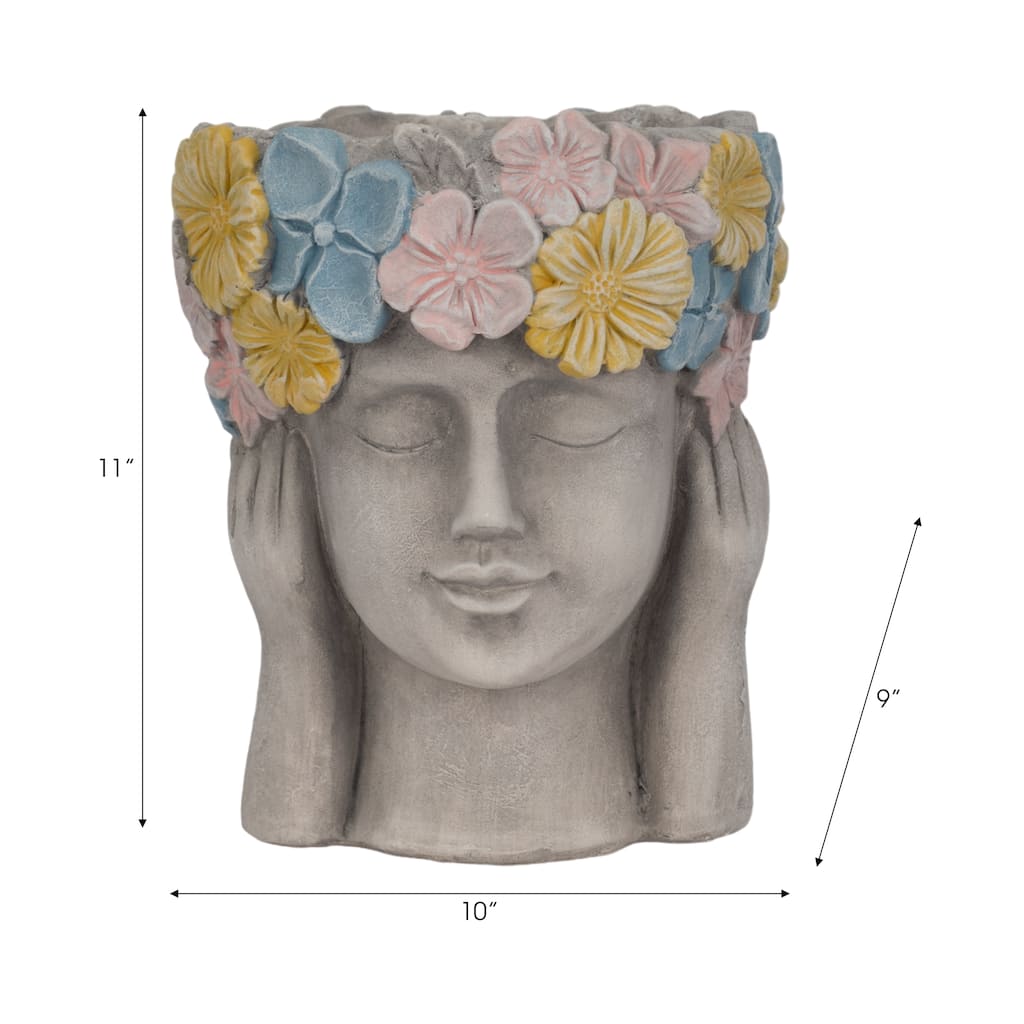 Unique Bust Style Resin Planter or Flower Pot with Crown Detail