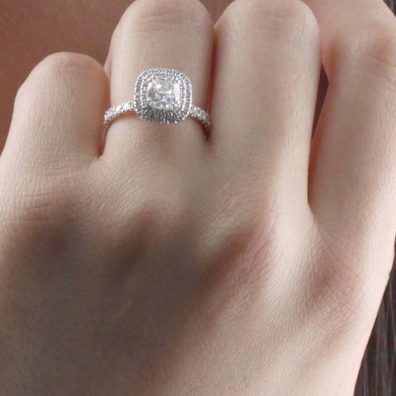 Auriya Platinum 1 3/4ctw Cushion-cut Halo Diamond Engagement Ring Certified (H-I, I1-I2)