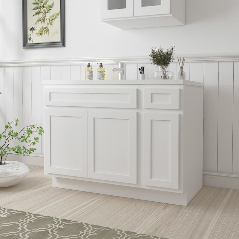Vanity Art 51" Oak Freestanding Bathroom Vanity Cabinet without Top