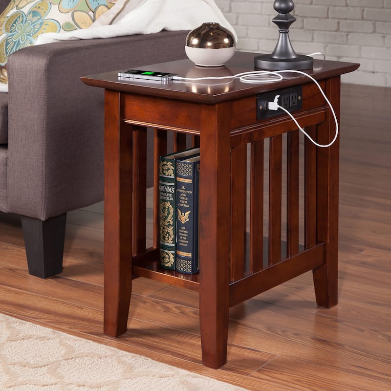 AFI Mission Chair Side Table with Charging Station