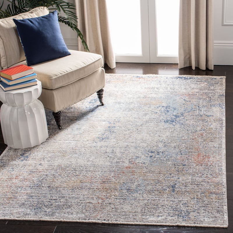 SAFAVIEH Dream Pandora Guruzne Vintage Abstract Viscose Rug - 4' x 6' - Grey/Blue
