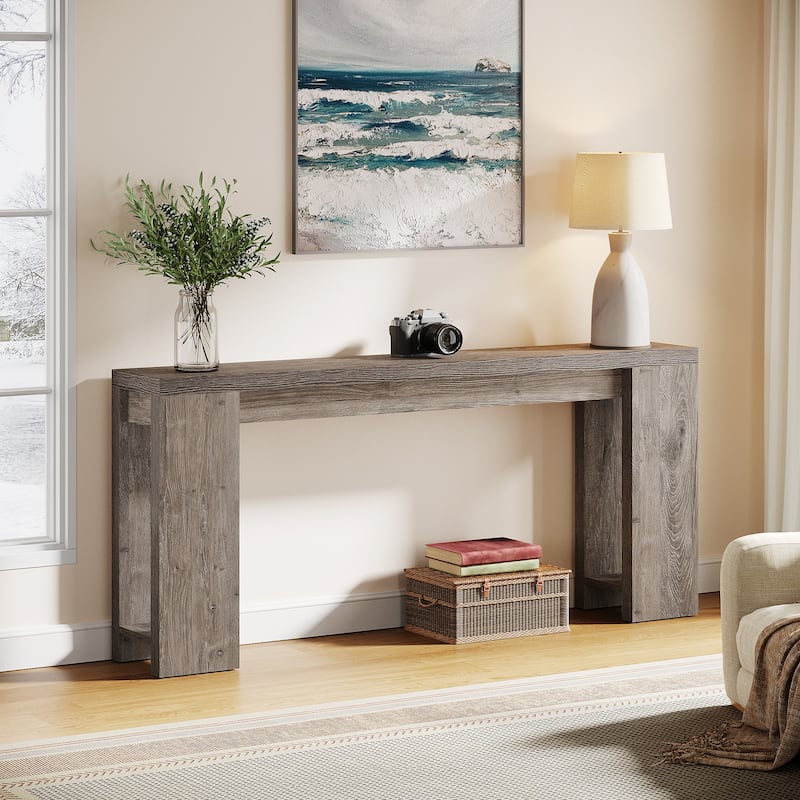 Farmhouse Wood 70.9 Inches Extra Long Console Table for Living Room, Hallway