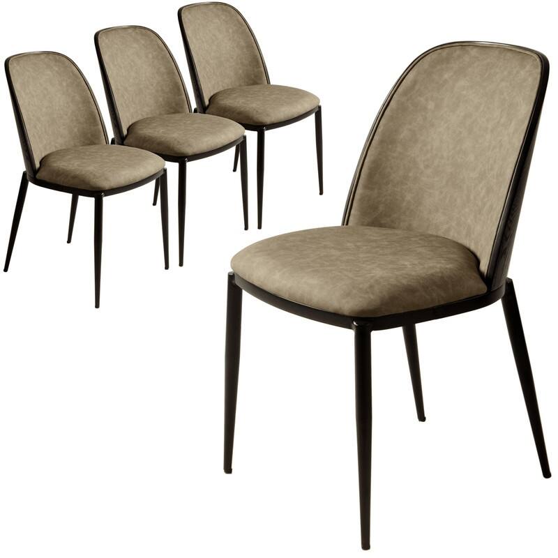 Dining Chair with Upholstered Seat Side Chair with MDF Wood Frame in Steel Set of 4