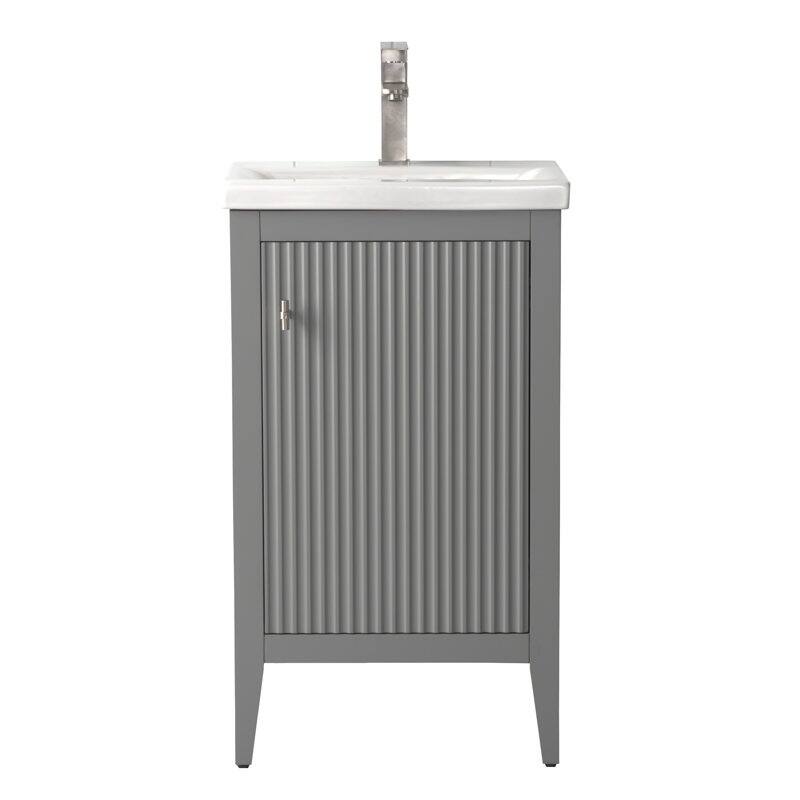 Vanity Art 20" Single Sink Bathroom Vanity Cabinet with Ceramic Top