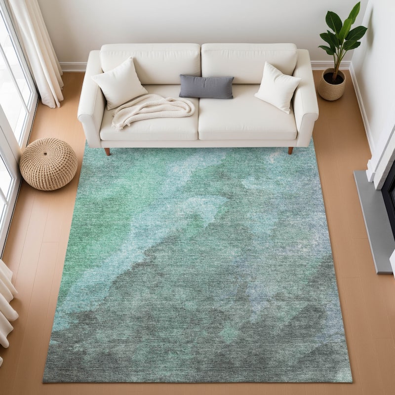 Premium Washable Super Soft Abstract Ombre Mayfield Rug - Teal - 8' x 10'