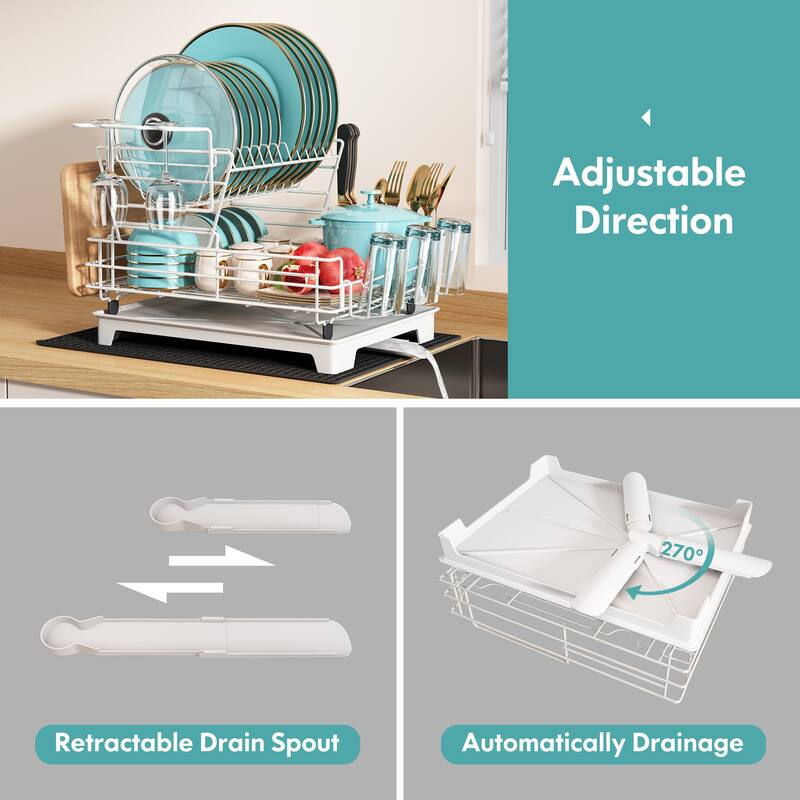 JASIWAY 2 Tier Kitchen Stainless Steel Dish Rack