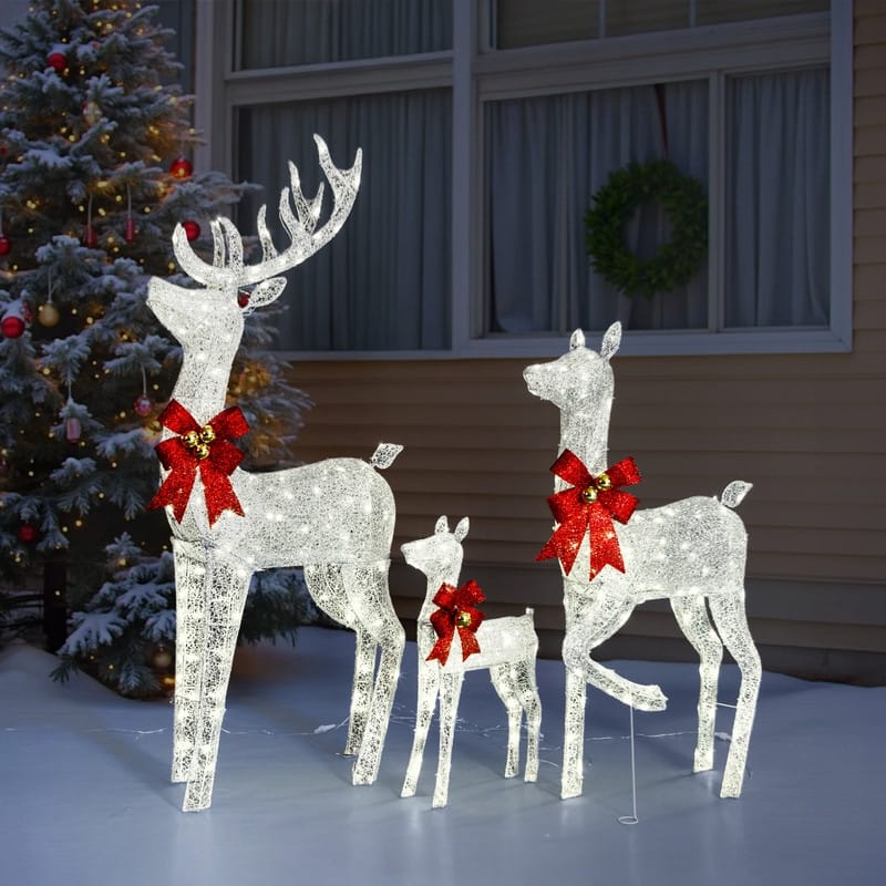 3-Piece Lighted Christmas Reindeer Family Set Outdoor Decorations Weather Proof Sparkling Deer Family