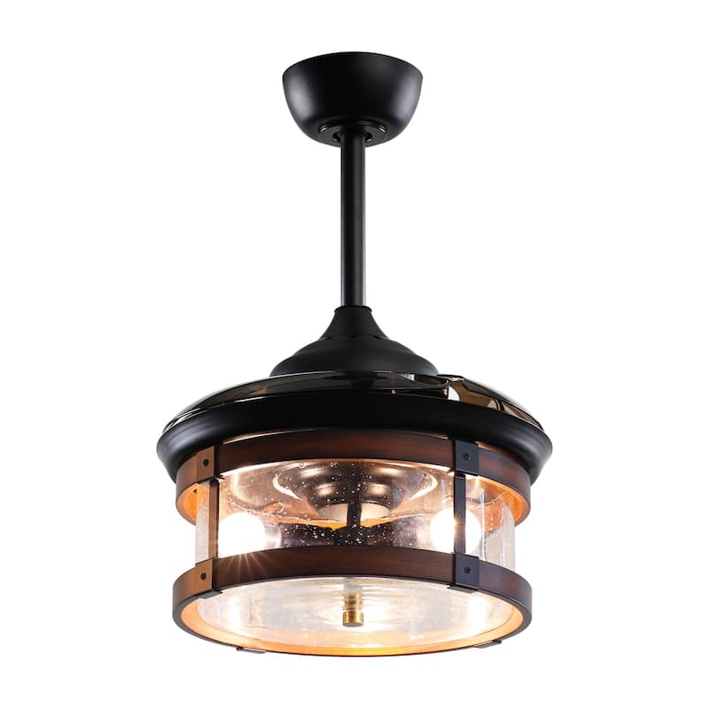 36" Industrial Retractable 3-Blade Ceiling Fan Chandelier with Remote - 36-in