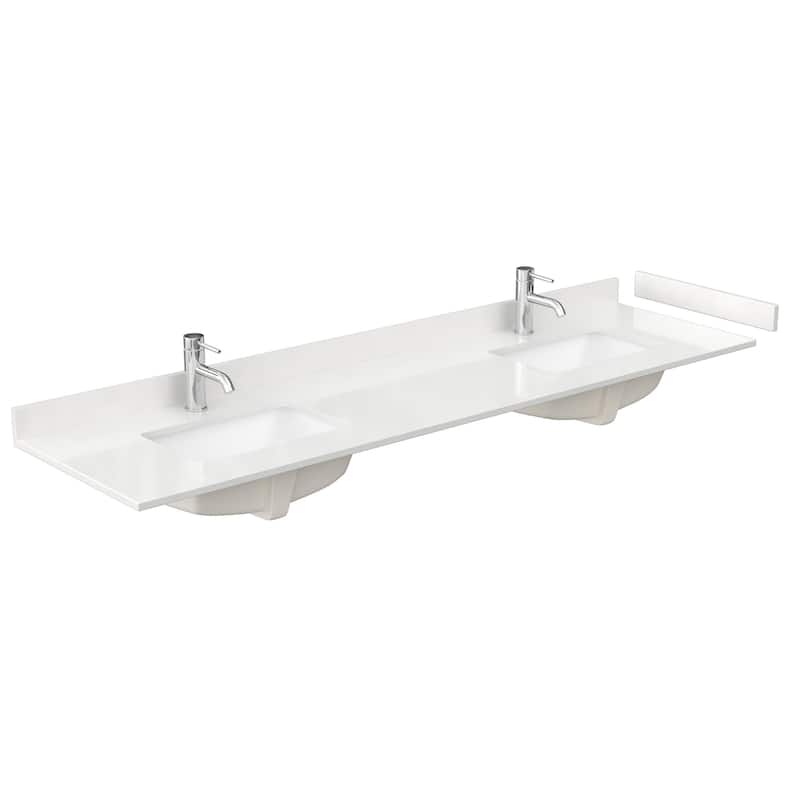 Wyndham Collection WCFQC180DTOPUNS-Q 80" Quartz Vanity Top with - White Quartz - Painted
