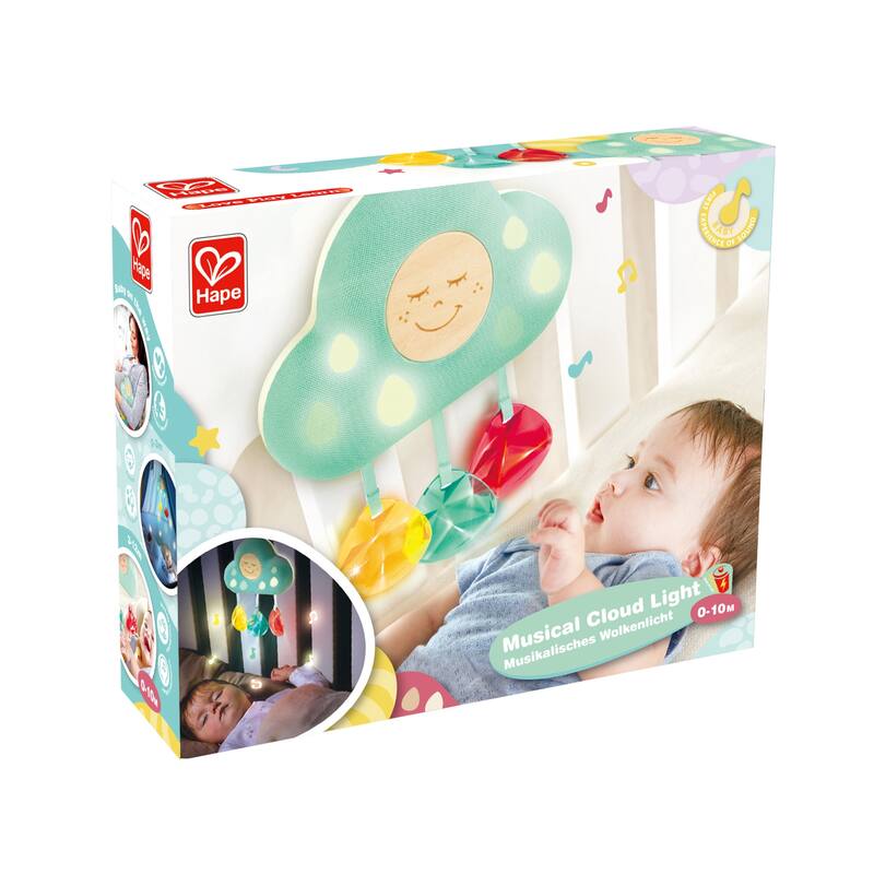 Hape Musical Cloud Light Baby Crib Mobile W/ Lights & Relaxing Songs