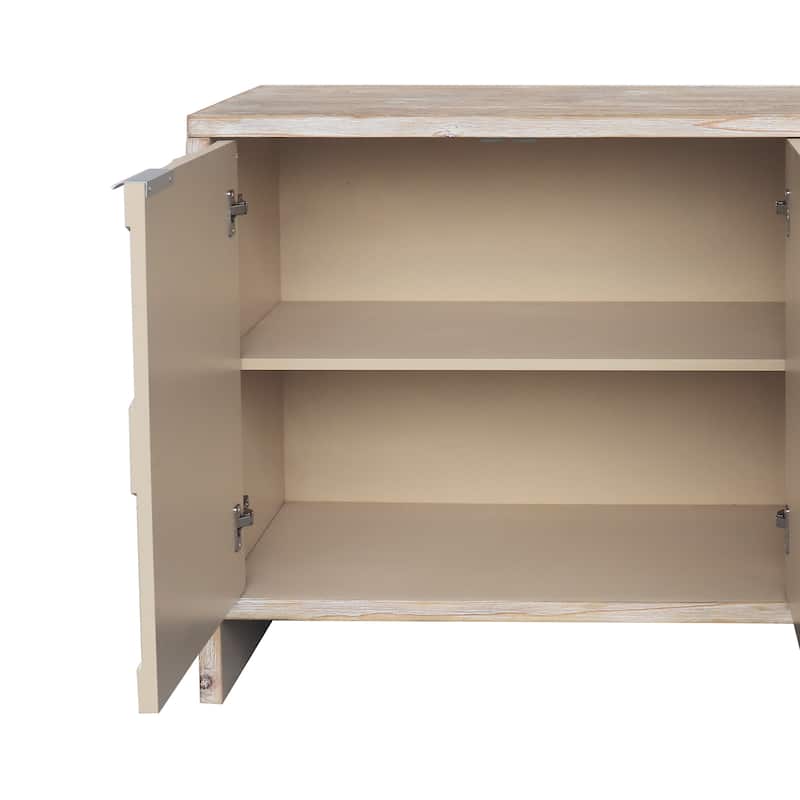 Wood Storage Cabinet with Adjustable Shelves for Living Room or Entryway Organization