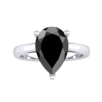 Auriya 4 3/8ctw Pear Shaped Solitaire Black Diamond Ring 14k Gold