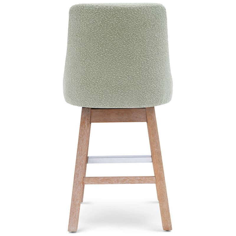 Boucle Polyester Upholstered Swivel Counter Stool - Foot Glides (Set of 2)