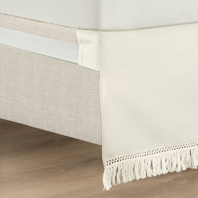 Lush Decor Boho Fringe 15-Inch Tailored Drop Easy Fit Bedskirt