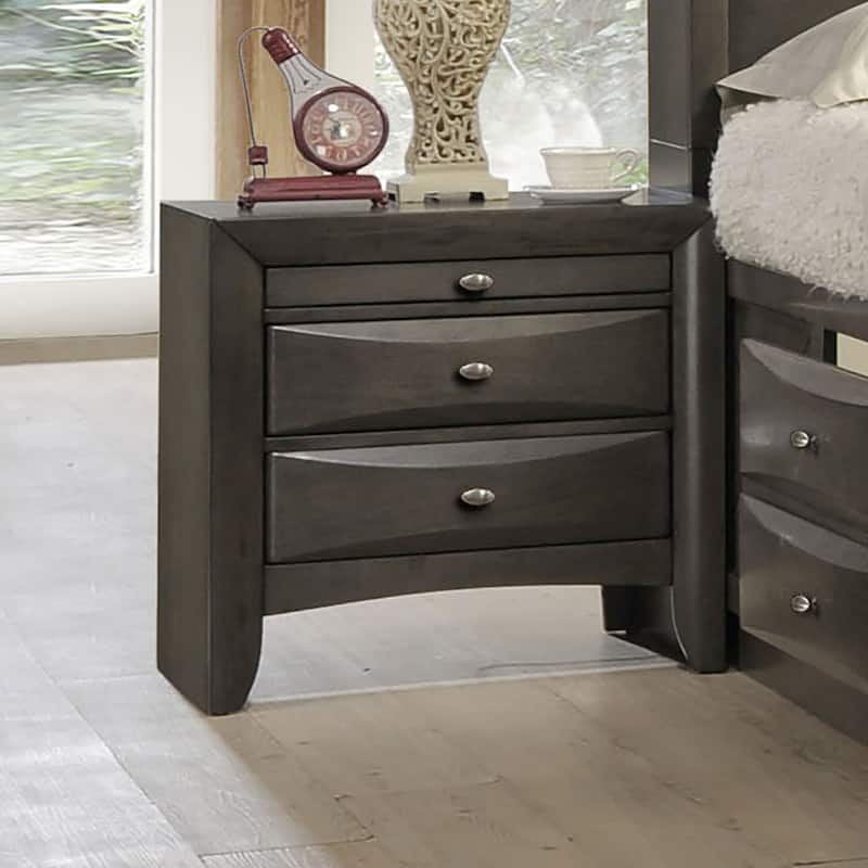 Furniture of America Brent Traditional Wood 3-Drawer Nightstand - Grey