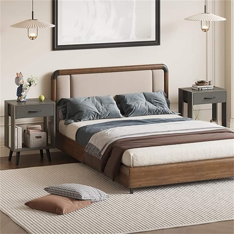 Nightstands Set of 2 with Fabric Storage Drawer