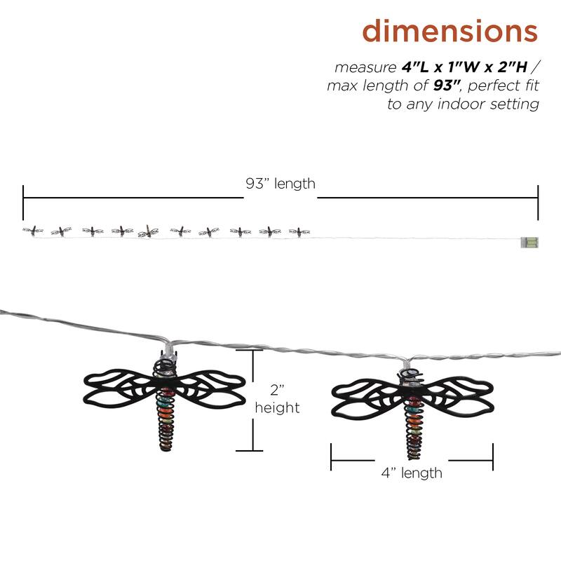 Alpine Dragon Fly LED String Lights, 1 Inch Tall