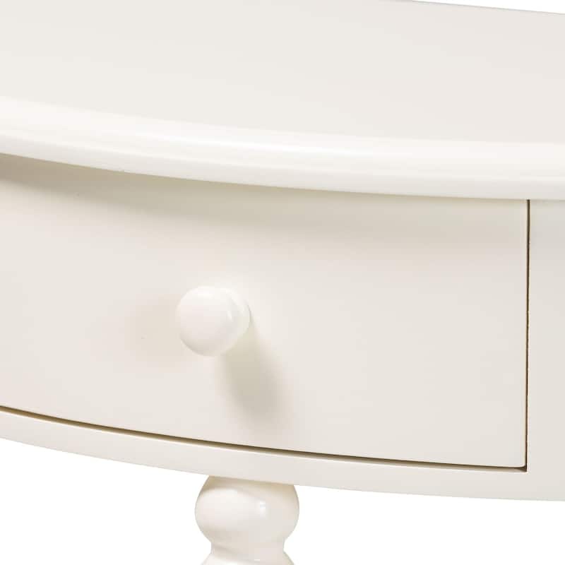 Raynera Bobbin-Leg Demilune Console Table - Half-Moon Accent Table with 1 Drawer and Open Shelf, Cottage Farmhouse Style