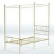 preview thumbnail 1 of 9, Teraves Twin Canopy Bed Frame 4-Post Metal Platform Bed with Headboard and Footboard, Gold