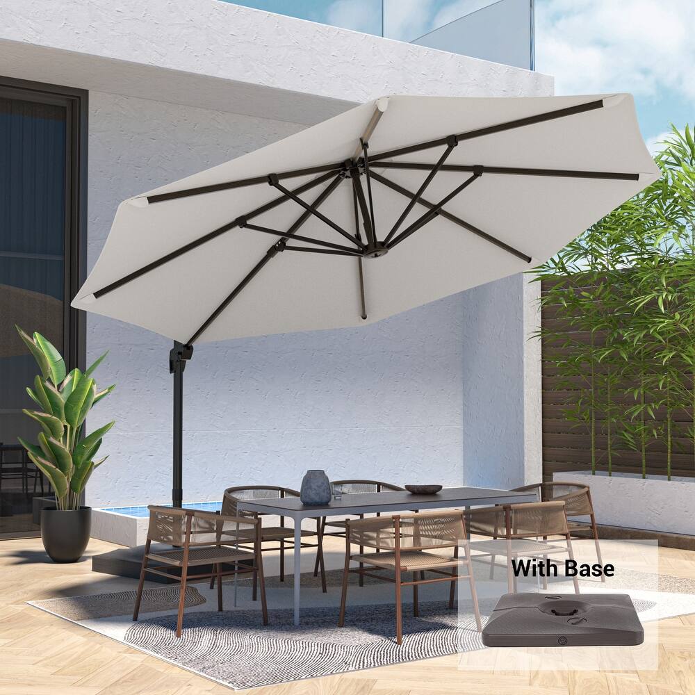 LIVOOSUN 11ft Patio Offset Umbrella Cantilever Umbrella with Base