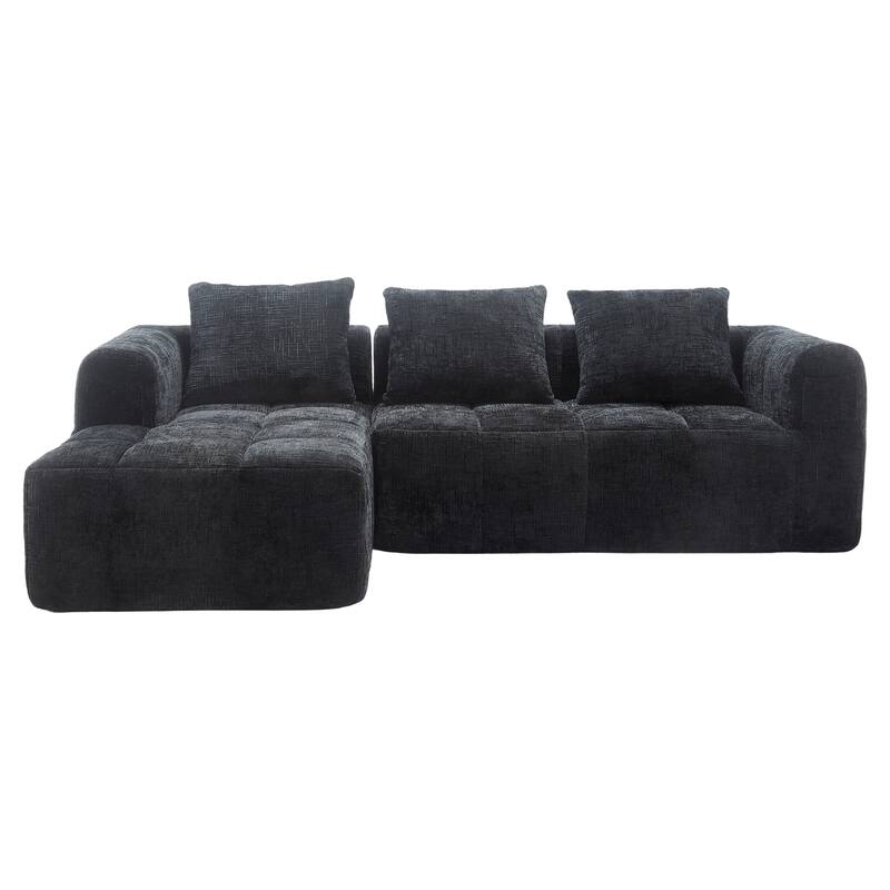 98.42" Modular L-Shaped Sofa with Chaise, Side Pockets, No Compression
