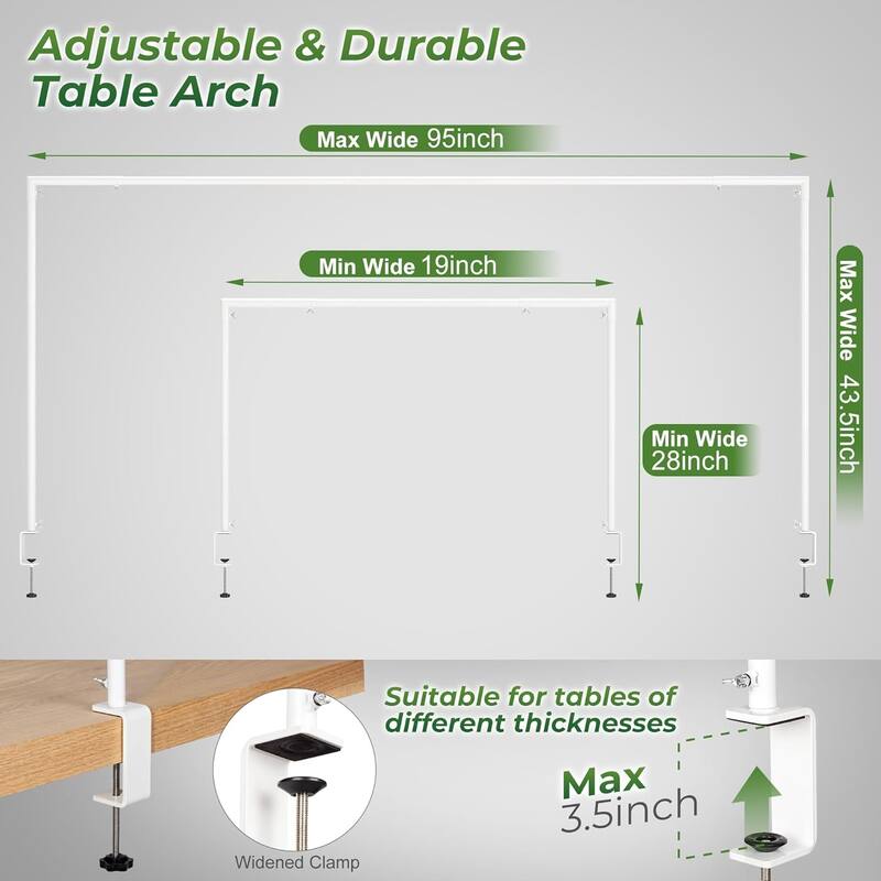 Walensee Over The Table Rod Stand with Clamps Adjustable 28"-43.5" Tall Table Arch Hanging for Wedding Party Decorations