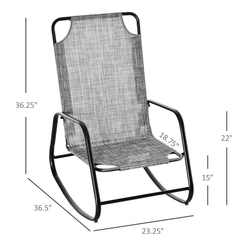 Outsunny Garden Rocking Chair, Outdoor Indoor Sling Fabric Rocker for Patio, Balcony, Porch