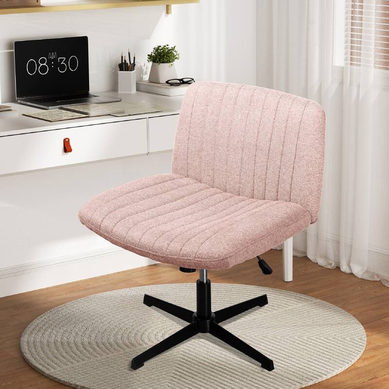 Futzca Office Chair, Armless Wide Chair of Height Adjustable Swivel - Pink