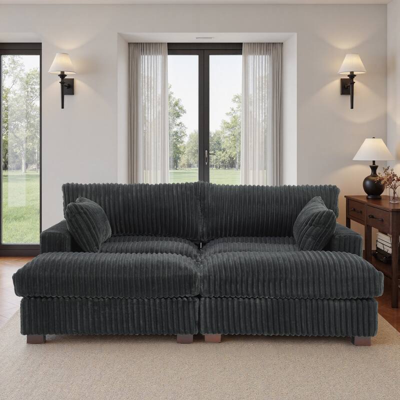 80"W Plush Modular Sectional Sofa with Pillows for Living Room