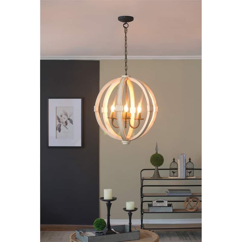 6 - Light Wood Chandelier
