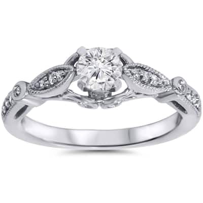 5/8ct Vintage Round Diamond Engagement Ring White Gold