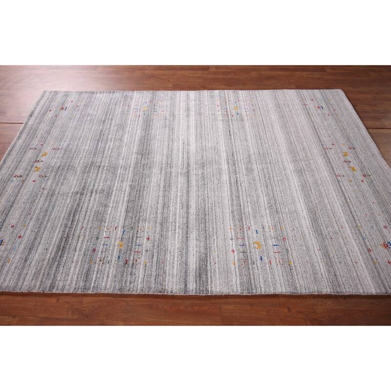 Tribal Striped Gabbeh Indian Area Rug Handmade Wool Carpet - 5'2"x 7'9"