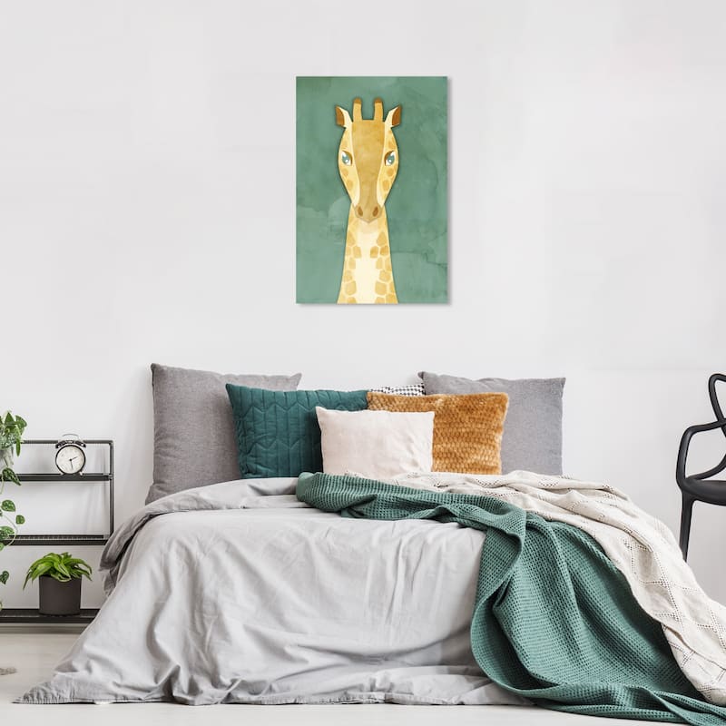 Wynwood Studio Canvas Animals Vibrant Giraffe Green and Emerald Modern & Contemporary Wall Art Canvas Print - 16 x 24