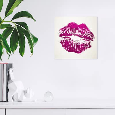 Wynwood Studio Canvas Fashion and Glam Simple Kiss Pink Purple and Magenta Modern & Contemporary Wall Art Canvas Print