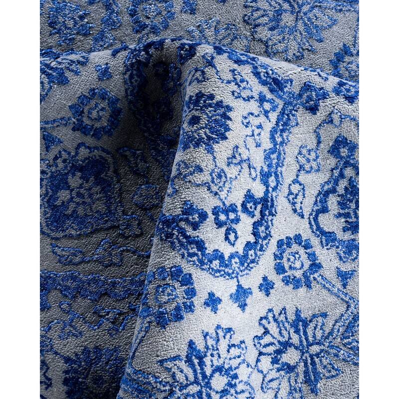 Ikat One-of-a-Kind Handmade Area Rug, Blue - 9' 0" x 12' 4"