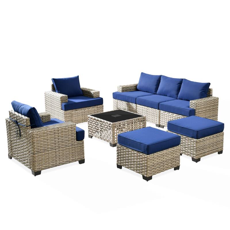 XIZZI 8-piece Patio Furniture Outdoor Rattan Conversation Set