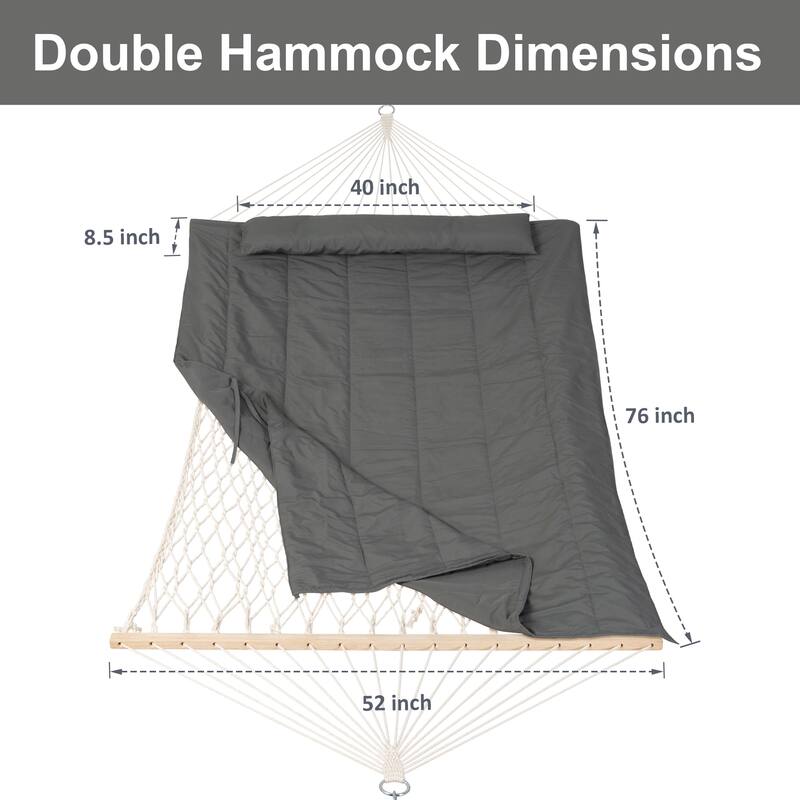 Double Hammock with Stand, Two Person Cotton Rope Hammock