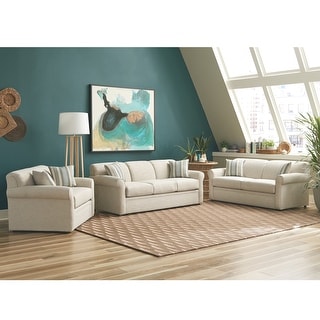 Belgian Ivory Sleeper Sofa Bed w/ Gel Memory Foam Mattress