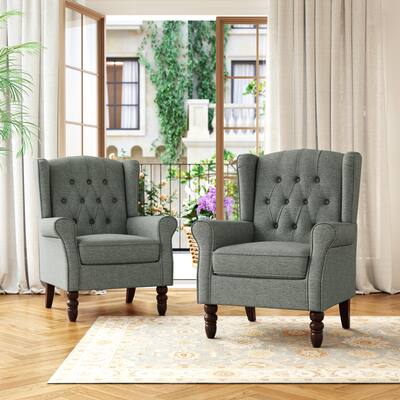 Tufted Wingback Upholstered Accent Chairs Set of 2