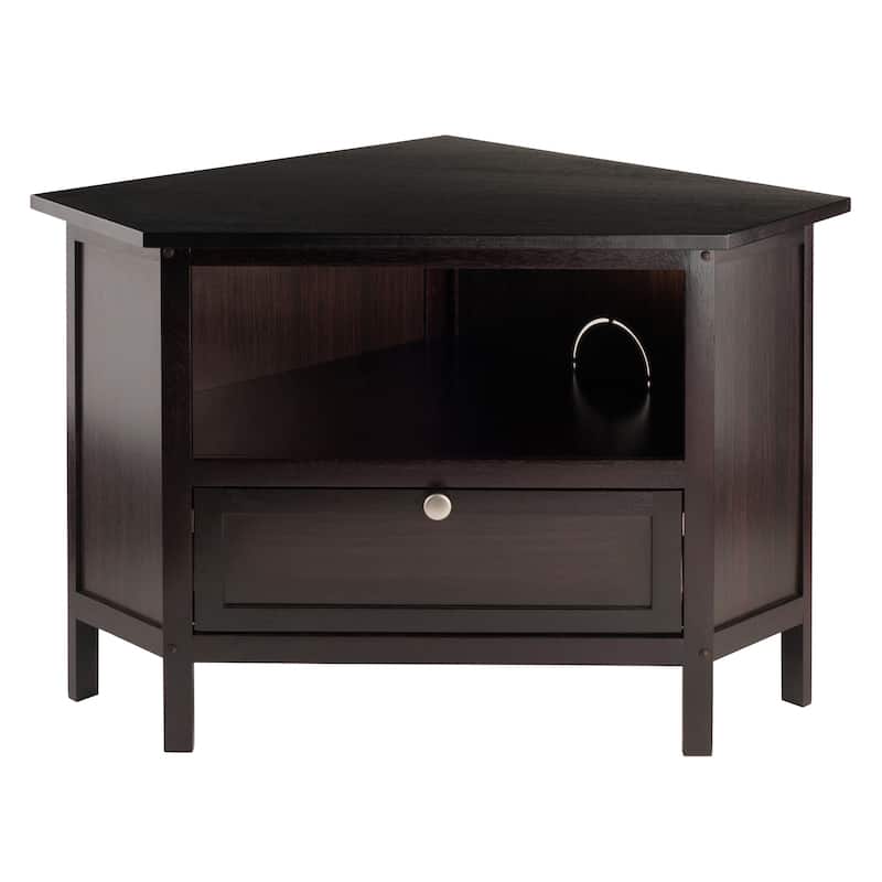 Zena Corner TV and Media Stand, Espresso - 34.65 x 23.94 x 22.28 inches