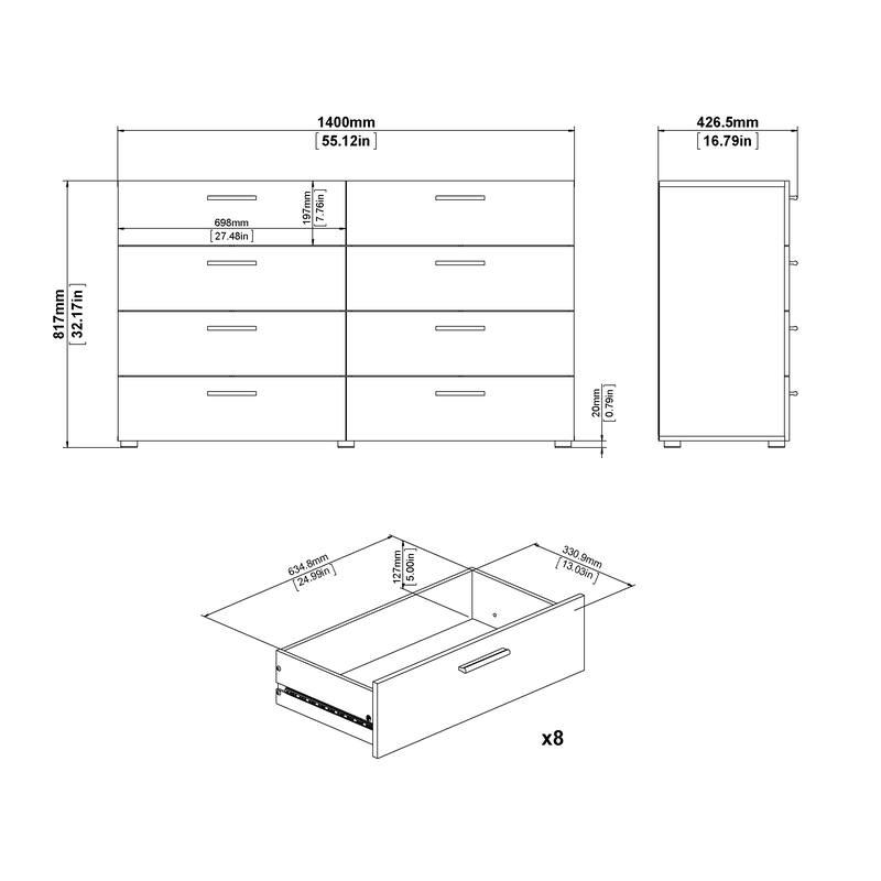 Porch & Den Angus Space-saving 8-Drawer Double Dresser