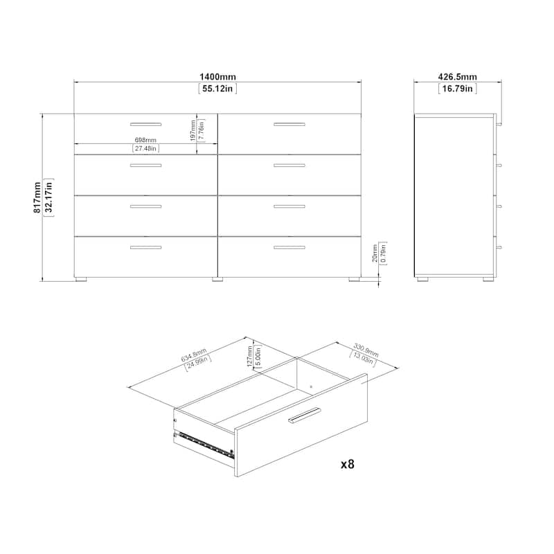 Porch & Den Angus Space-saving 8-Drawer Double Dresser