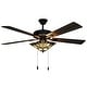 preview thumbnail 2 of 9, Copper Grove Orson Bronze Metal/Stained Glass 5-blade 52-inch Craftsman Ceiling Fan - 52"L x 52"W x 20"H - 52"L x 52"W x 20"H