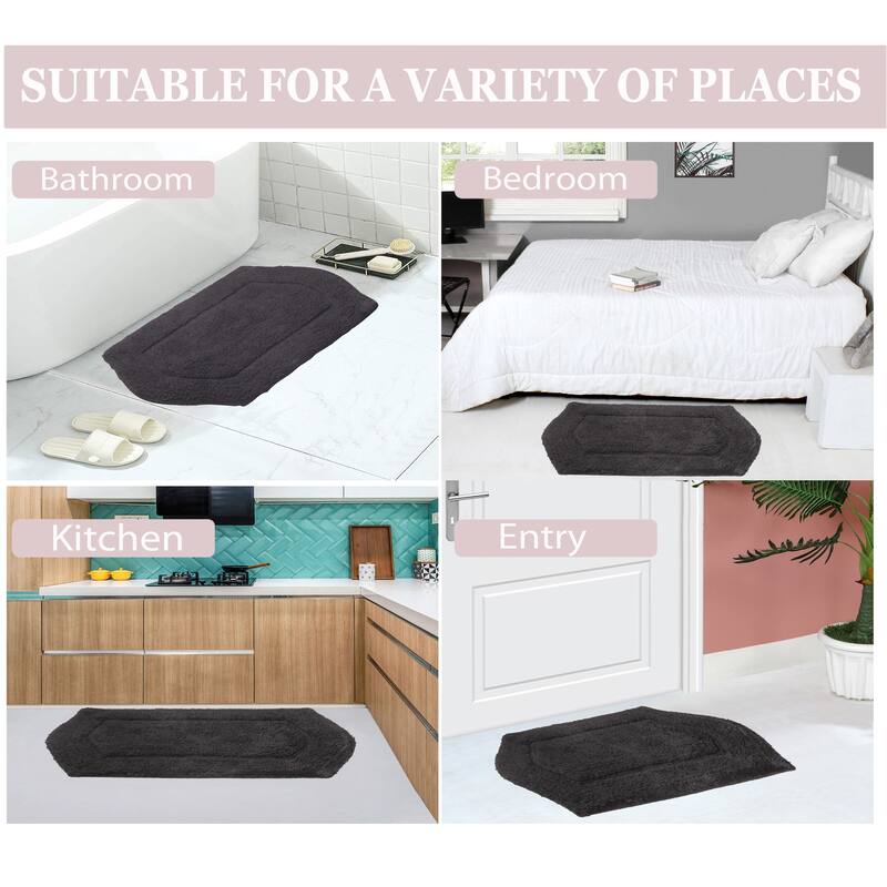 Waterford Collection 100% Cotton Non-Slip Bathroom Rug Set, Machine Washable Bath Rug, 5 Piece Bath Mat Set with Contour