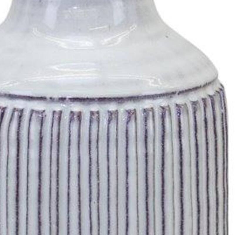Terracotta Ribbed Striped Cylinder Table Vase for Living Room Decor